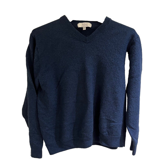 Turnbury 100% Xtra Fine Merino Wool Women's V-Neck PullOver Sweater Navy XLT A+ - Picture 1 of 4